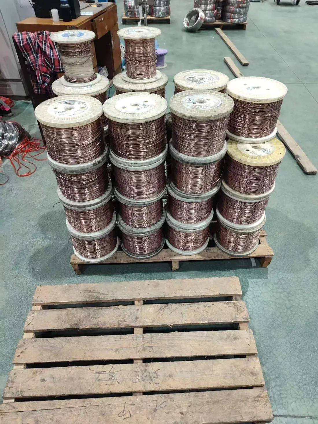 Wire coils stacked ready for export